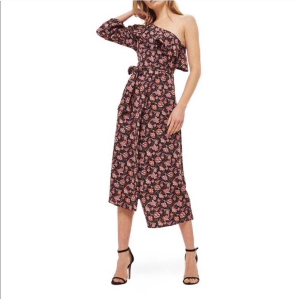Topshop Floral Dress. One shoulder. Size 6